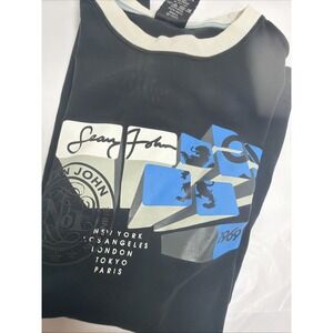 Vintage Y2K Sean‎ John T Shirt Youth 16-18 Black Spell Out Logo  Streetwear USA